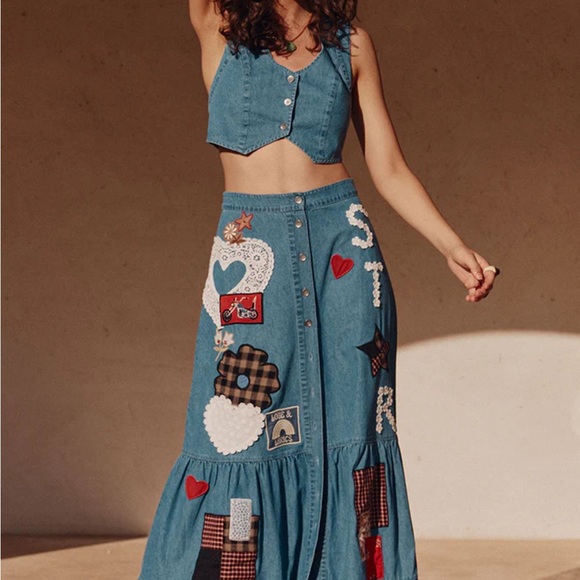 Spell Denim Patchwork Maxi Skirt - Picture 2 of 7